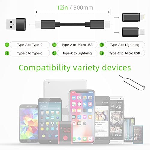 Smart Adapter Card Storage Box, Data Cable Card, Portable and Compact USB-C/USB-A/Micro-USB/Lightning Charging Cable kit, Compatible with iPhone, Samsung, Digital Cameras and Other Devices