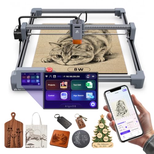 AlgoLaser 400x400mm 8W Laser Engraver - 3.5' IPS Touchscreen AlgoOS