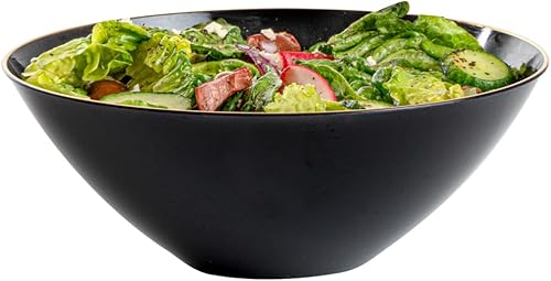 Miniatura 10 de Restaurantware Moderna - Cuencos de plástico para sopa de 6 onzas, 100 cuencos de ensalada desechables duraderos, con borde dorado, resistentes, de