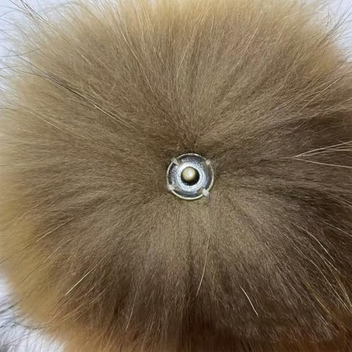 Pompón de piel sintética lavable con botón extraíble para evitar daños al tejer gorros 5