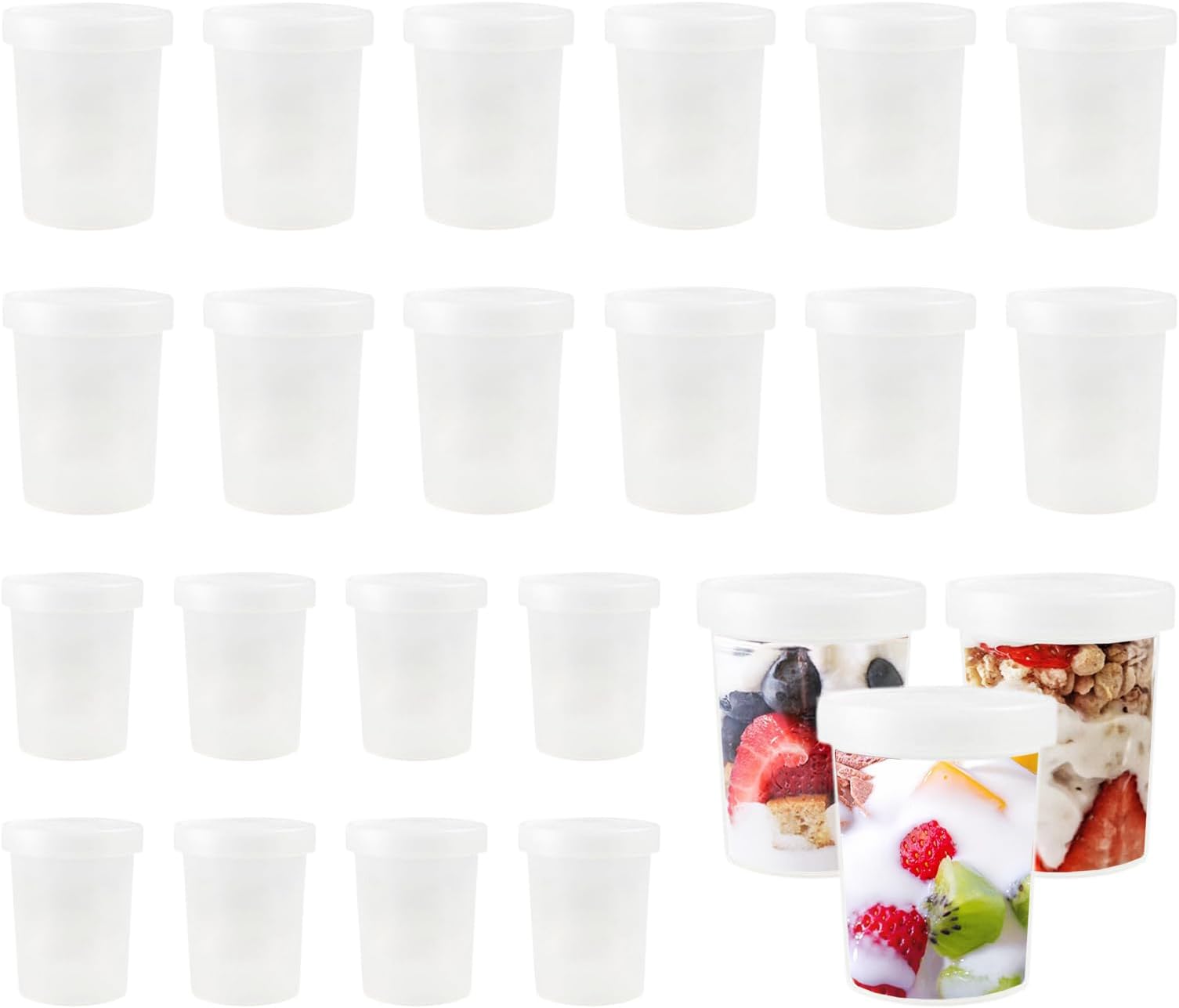 Amazon.com: Peohud 20 Pack Ice Cream Containers, 10 Oz Plastic Freezer ...