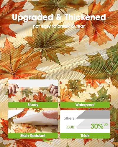 Image of Pureegg Plastic Table Cloth Disposable 8 Pack, 54 x 108 Inch Table Cloths, Thanksgiving Decorations, Harvest Party, Fall Tablecloths, Rectangle Tables, Leakproof & Sturdy, Autumn Maple