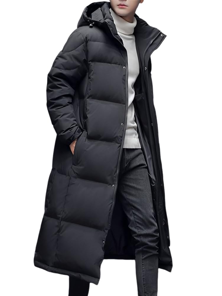 Veste en Duvet Longue Homme Manteau à Capuche Coupe-Vent Chaud Respirant Hiver Doudoune Extérieure