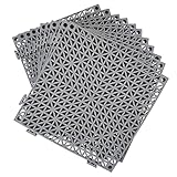 Jaderlu 12 Pack Modular Interlocking Cushion 11.6" x 11.6" Rubber Mat Floor Tile Mats Drain Pool Pat