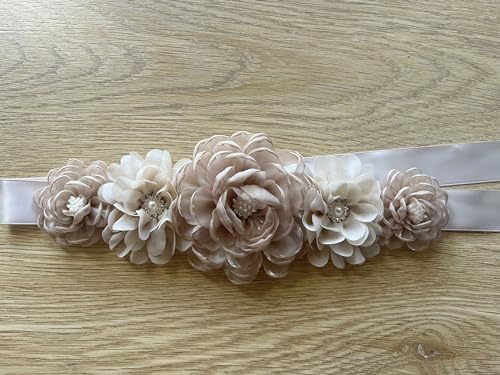Organza maternity sash for baby shower flower girl sash (Champagne)3