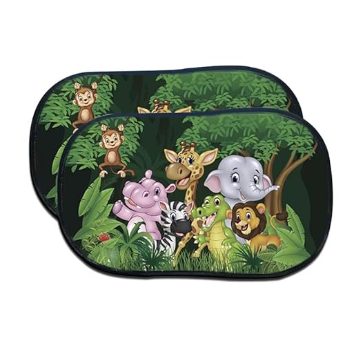 Sonnenblende Auto Baby,Auto Sonnenschutz Baby,Universelle Selbsthaftende Sonnenschutz Auto Kinder Sonnenblende Wald Animals Auto Seitenfenster Sonnenschirme Auto Fenster Sonnenschutz (2 Stück) Cover