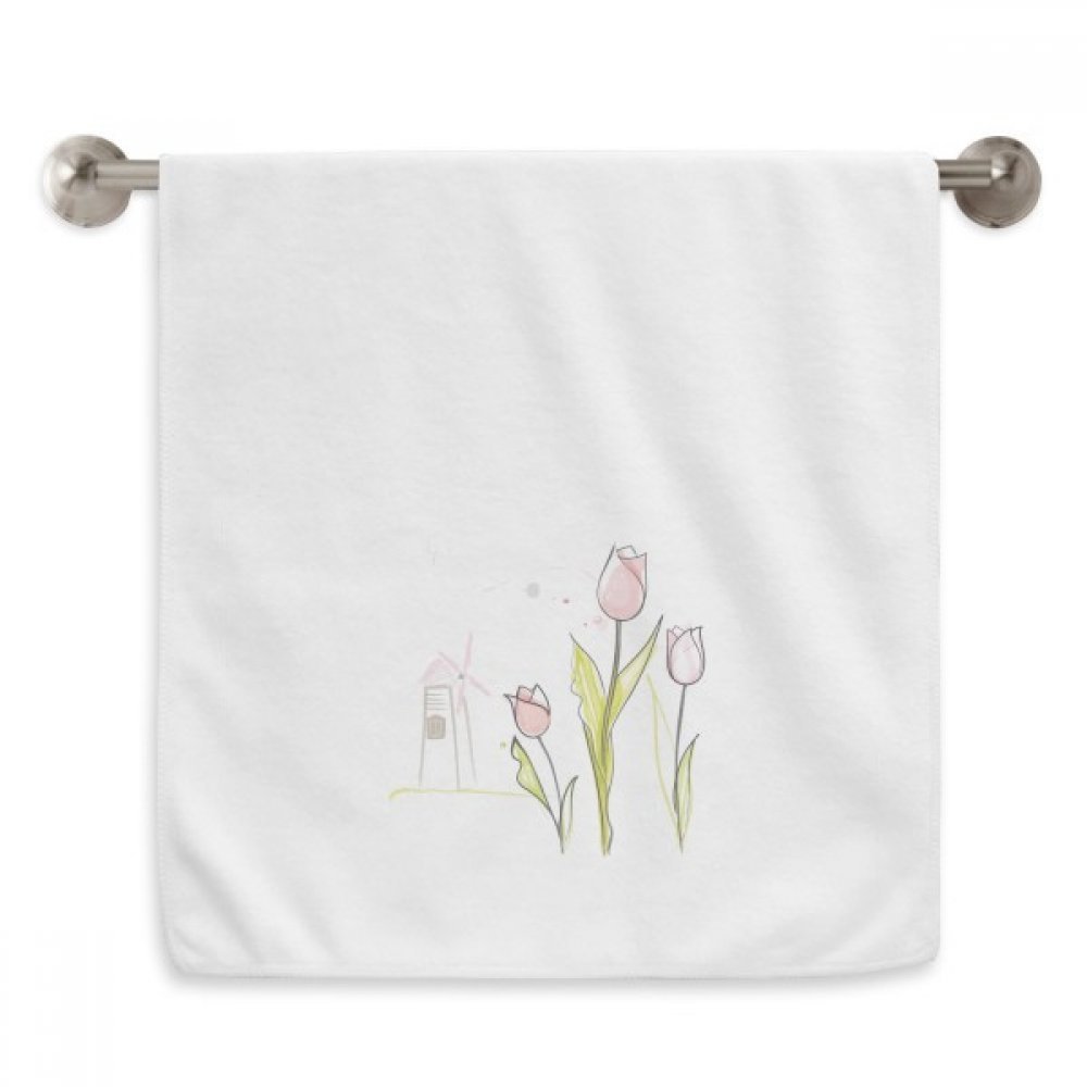 Serviette moelleuse motif Fleur Diadème et Tulipe Usine Blanc