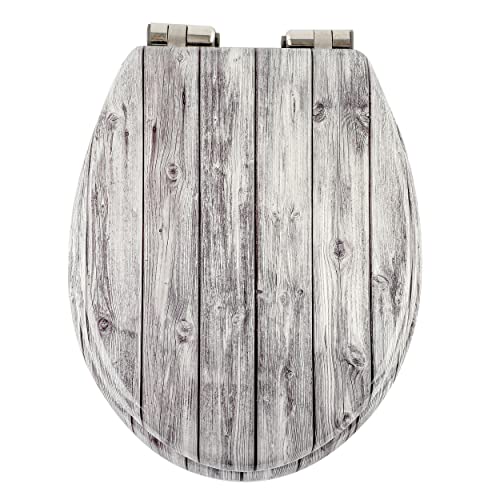 HEXABERIE - Abattant WC DESIGN et ORIGINAL avec Frein de Chute | Lunette Forme en O | Charnières Inox Ajustables à Déblocage Rapide | Facile à Installer | Siège Bois MDF Premium | Supporte 160 kg