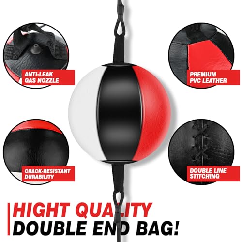 Doorway Punching Bag Double End Bag for Boxing, No Wall Installation Boxing Reflex Training Set with Bungee Cords, Double End Punching Ball Speed Bags Striking Equipment for Home & Gym - Thumbnail 5