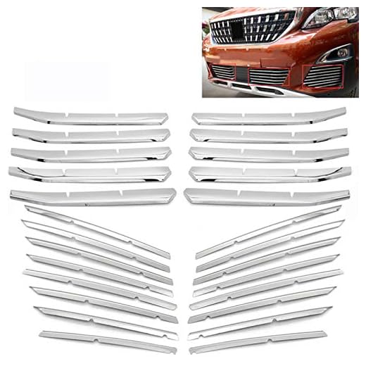 För styling av rostfritt stål främre topp nedre galler Grillskydd Skydd Trim Fit Peugeot 3008 GT 2016-2020 5008 GT 2017-2020