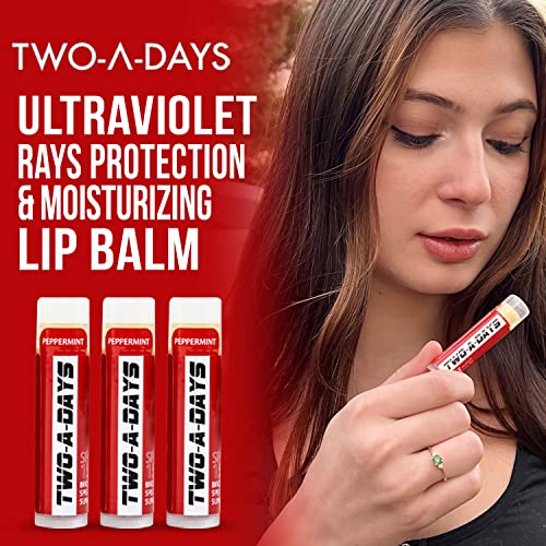 Two-A-Days Broad Spectrum Sunscreen Lip Balm - Peppermint Flavored Moisturizing Spf 15 Lip Balm - Perfect Fix For Dry & Chapped Lips - Paraben, Cruelty & Dye Free Lip Moisturizer (Pack Of 3) #TOP3
