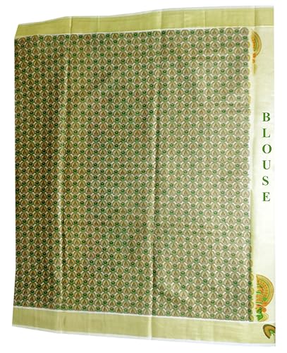 Image of Women's Mural Printed Kerala Gold Tissue Saree with Running Blouse Piece | Traditional South Indian Ethnic Saree for Festivals, Weddings & Special Occasions