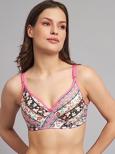 Image of Women's Cotton Floral Printed Lightly Padded Full Coverage Non-Wired T-Shirt Bra