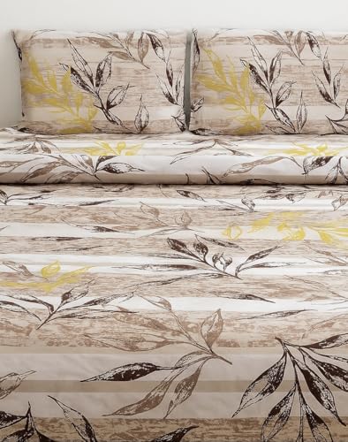 3 Pieces Flat Bedsheet Set with Floral Pattern King Size Bed Pillow Cover Set with 1 Bedsheet 2 Pillow Cover Bedding Set (Multicolor King (U.K. Standard))