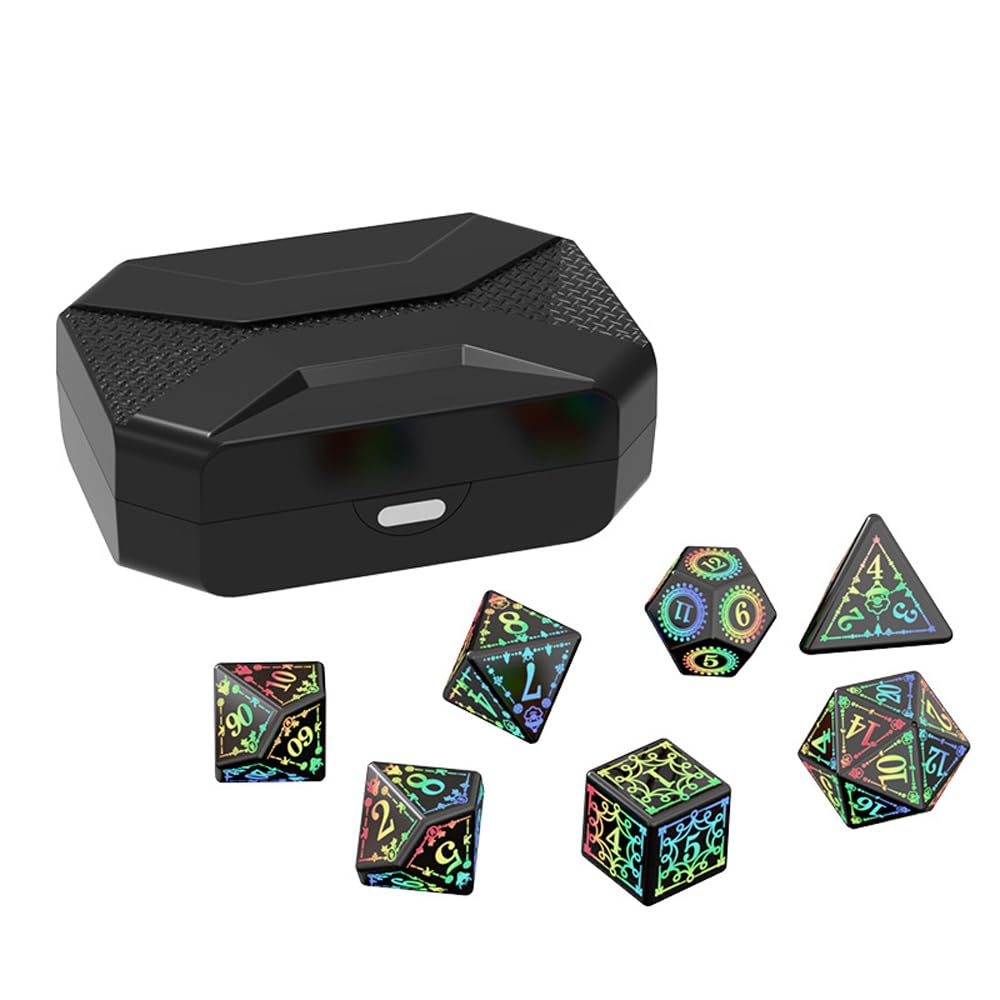 Namvo 7pcs DND Dice Set, Rechargeable with Charging Box, Electronic LED Dice