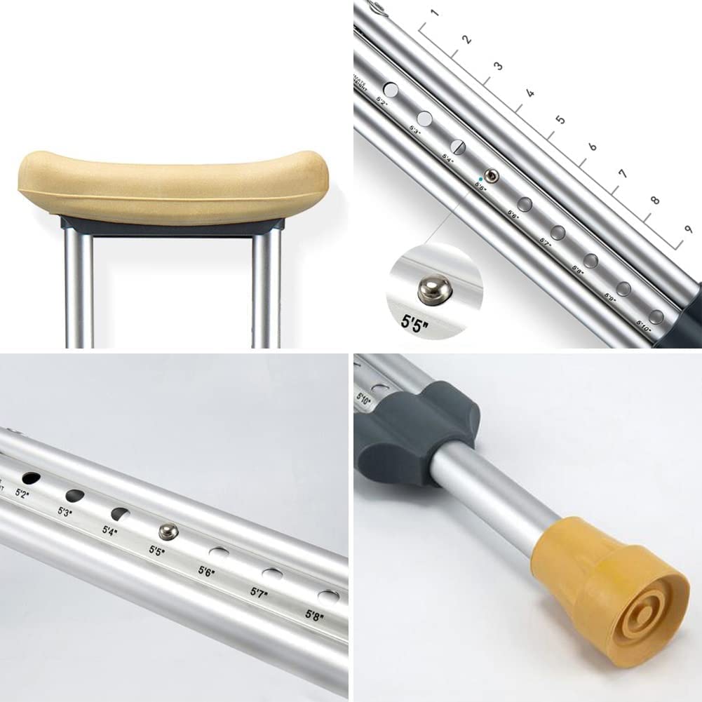 Kule dla dorosłych Pod pachami 1 para aluminiowych kul pod pachy Kule dla dorosłych, regulowana wysokość, kule, chodziki o kulach Idealne w podróży lub w pracy Keep it in mind