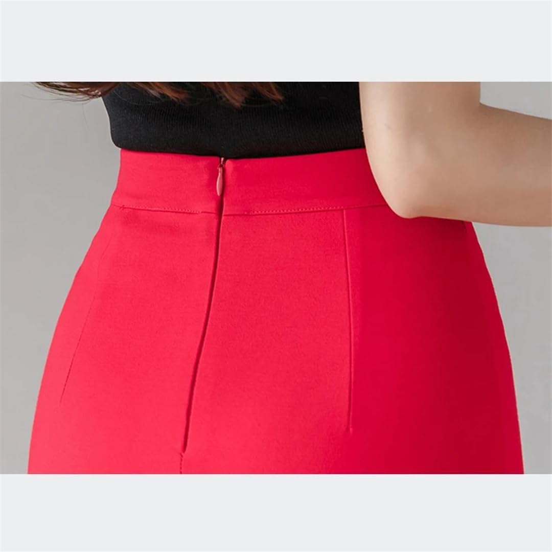 Women Double Breasted Fishtail Skirts High Waist Stretch Wrap Hip Midi Office Work Business Skirts