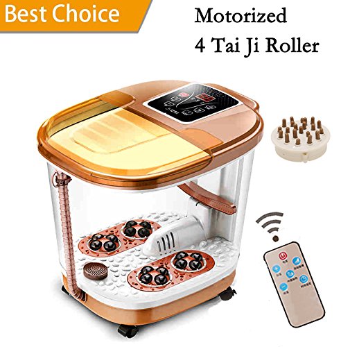 Foot Spa Massage with Motorized Tai Ji Massage - Remote Control & 4 Pro-Set Program - Time Setting, Surfing & Heating, Auto-Massage, Bubble Oxygen Ozone Sterilization