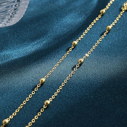 Image of 2 /3 PCS Gold Anklets for Women Waterproof Cuban Link Anklet Beaded Bracelets Stackable Bracelets 14K Gold Plated Custom Jewelry Gifts Non Tarnish Lightweight