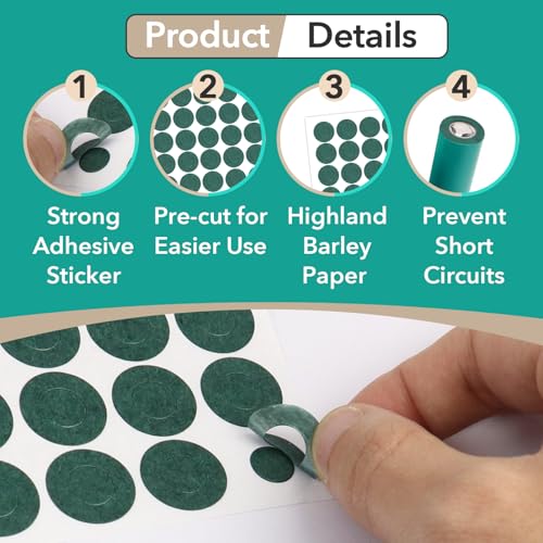 Image of 600 Pcs 21700 Lithium Battery Insulator Ring - Hollow Paper Insulation Ring | Self-Adhesive Insulating Paper Adhesive, with Adhesive Backing , Green