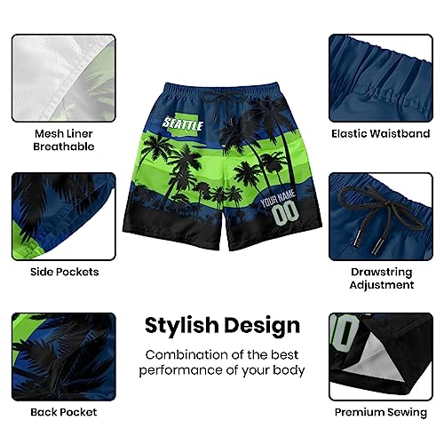 Custom Football Beach Shorts Personalized Sunset Swim Trunks Add Any Name & Number Fan Gift Boardshorts for Men Women Youth3