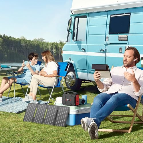 Powkey Powerstation mit Solarpanel 99Wh/27000mAh Tragbares Kraftwerk mit 40W Faltbares Solarpanel 100W Solargenarator mit 230V AC Ausgang/QC 3.0 18W USB/Typ-C für Camping Angeln... – Bild 5