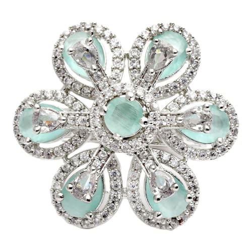 Image of Karatcart Platinum Plated Elegant Austrian Crystal Adjustable Leaf Ring for Women and Girls