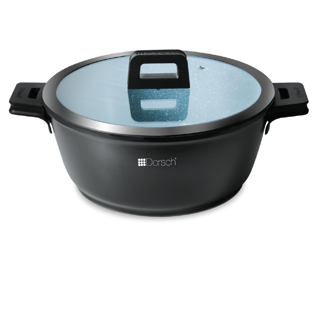 Dorsch Danish Design Ceramic Coated Casserole - Durable, Scratch Resistant - Non-Stick, PTFE Free, TUV Certified, LFGB Tested - Optimal Heat Distribution, Induction Ready, Oven Safe (26Cm - 5.2Ltr)