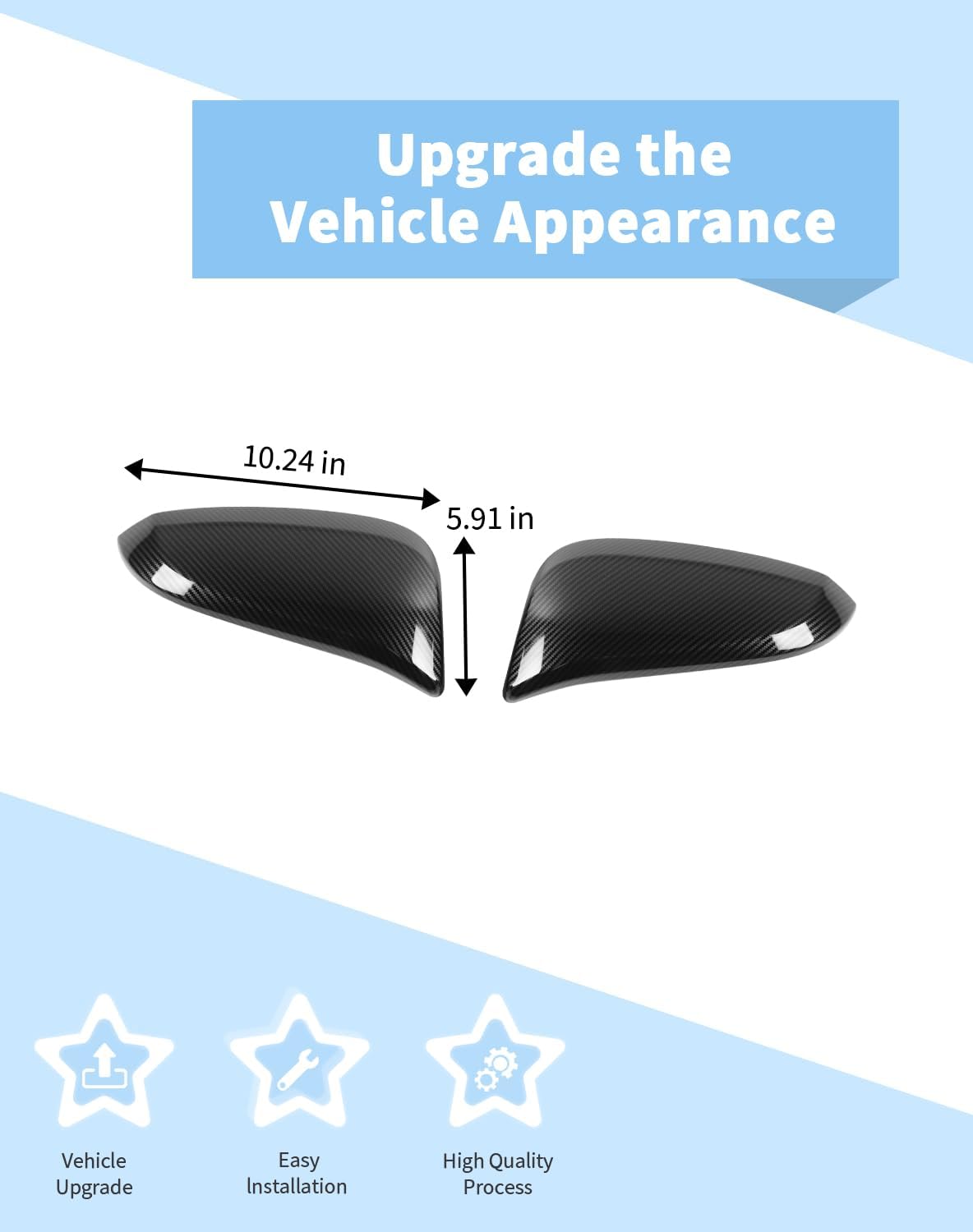 Voodonala for Toyota 4Runner 2017-2023 Side Rearview Mirror Cover Compatible with Toyota 4Runner 2017-2023 (Black Carbon Fiber)
