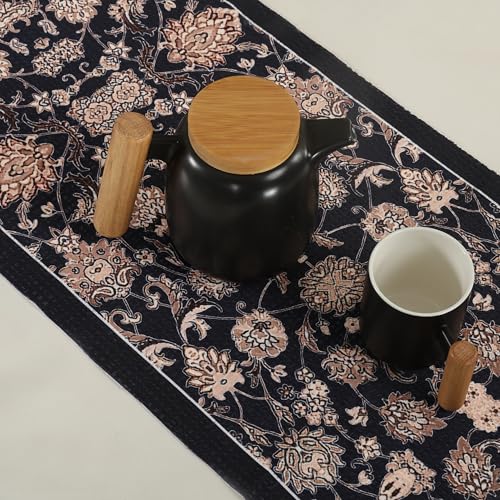 Image of Homerz Premium Runner for 6 Seater Dining Table, 13x72 inch Size, Antiskid Backing, Soft Velvet Fabric (Nawab)