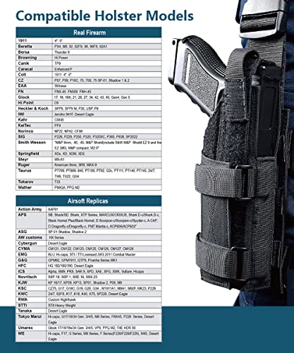Universal Owb Drop Leg Pistol Holster/Thigh Holster: Fit All Full/Compact & Sub-Compact Size Pistols With Lights And Scope. Airsoft Accessories For Airsoft Gun(Right, Dark Black) #TOP2