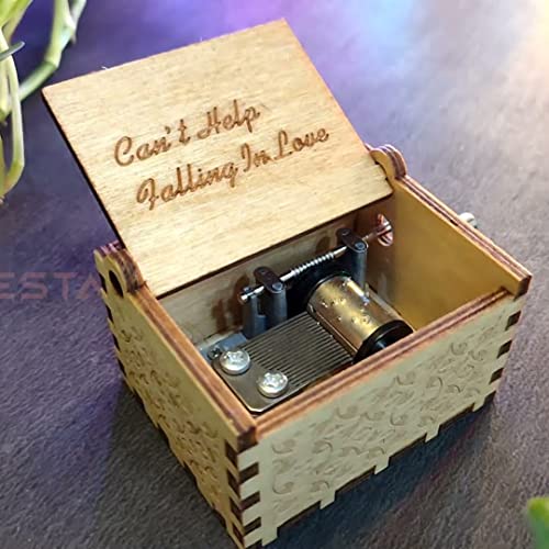 Image of Zesta Cant Help Falling in Love Musical Box Gift | Romantic Music Crank Mini Collectible for Girlfriend, Boyfriend, Husband, Wife | Unique Musical Gifts for Music Lovers | Vintage Wooden Box