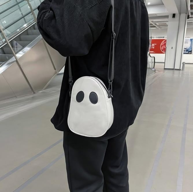 Unisex Ghost-Themed Crossbody Bag – Trendy Japanese Korean Style Shoulder Sling Bag with Large Capacity3