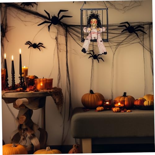 Squelette d'halloween animatronic suspendu pour décoration extérieure effrayante