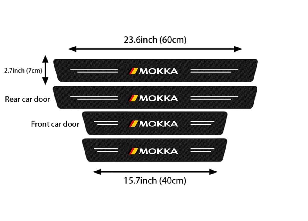 Osłona progu drzwi samochodowych, płytka ochronna do Opel Mokka, włókno węglowe, płytki samochodowe z pedałem powitalnym, paski dekoracyjne, 4 szt. (Mokka)