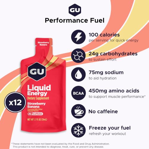 Image of GU Energy, Liquid Energy, Strawberry Banana - 12 Count