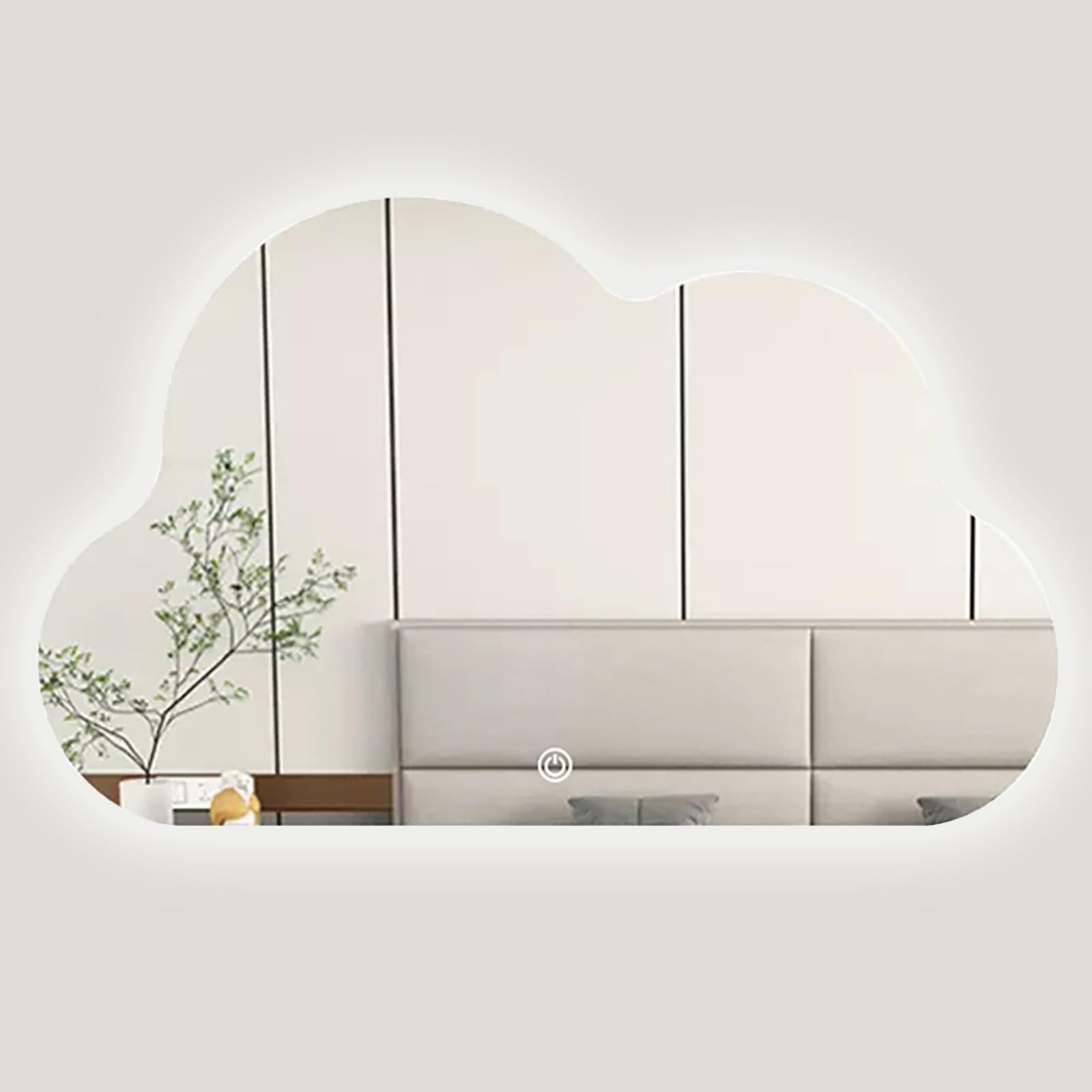Atwnjkp 3 Colours Wall Mounted Bathroom Vanity Mirror With Led Lighting - Cloud-Shaped Frameless Decorative Wall Mirror, 3-Colour Dimmable Touch Control For Makeup Area & Living Room, 40X60cm(15.7X23.6in)