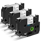Buyalot Compatible Label Tape Replacement for Brother TZe 24mm 0.94 Laminated TZe-151 Black on Clear Ptouch Label Tape Compatible with Ptouch PTD600 PTD600VP PTP750W PT2340 PT2730, 26.2 Feet 3-Pack