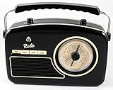 GPO Rydell Retro Tragbares 4-Band-UKW- / MW- / SW- / LW-Radio mit Retro-Zifferblatt - Schwarz