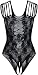 LATUD Women's Babydoll Lingerie Fishnet Crochless Bodysuit Body Stockings, Black, One Size