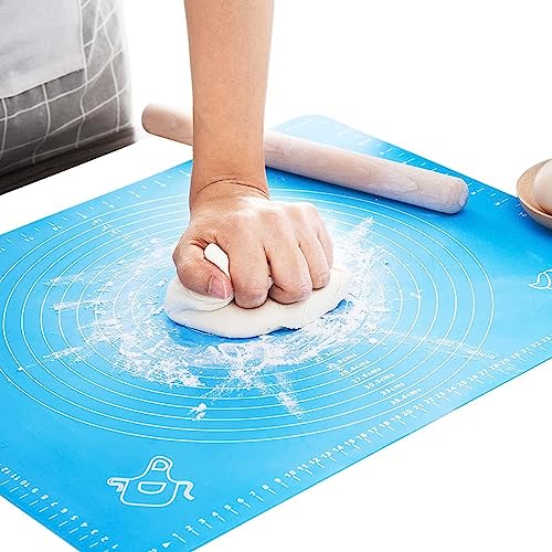 Image of Kettlekane 50 X 40 CM Reusable Silicone Baking Mat with Measurements, Stretchable Rolling Mat for Kitchen Roti Chapatti (Blue)