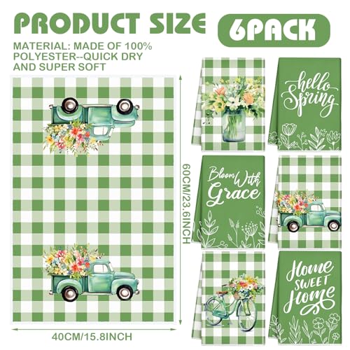 Mixweer6pcsspringkitchentowels16x24inchgreenfloraldishtowelsbuffaloplaidhandtowelsabsorbenthellospringtruckteatowelsdishclothsforspringkitchenbathroomdecor  Urban Country Home Decor Mixweer 6 pcs spring kitchen towels 16 x 24 inch green floral dish towels buffalo plaid hand towels absorbent hello spring truck tea towels dish cloths for spring kitchen bathroom decor  urban country home decor