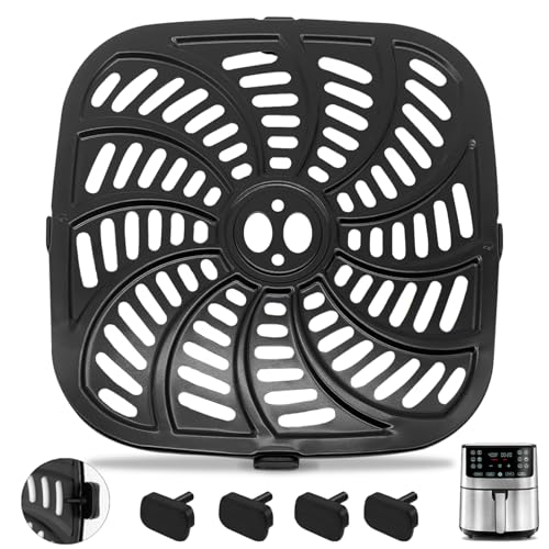 Image of Air Fryer Grill Plate for Gourmia GAF856 GAF826 Air Fryer, Nonstick 9.8''*9.8'' Square Replacement Parts Accessories Rack Tray Grill Plate Crisper for Gourmia 8QT