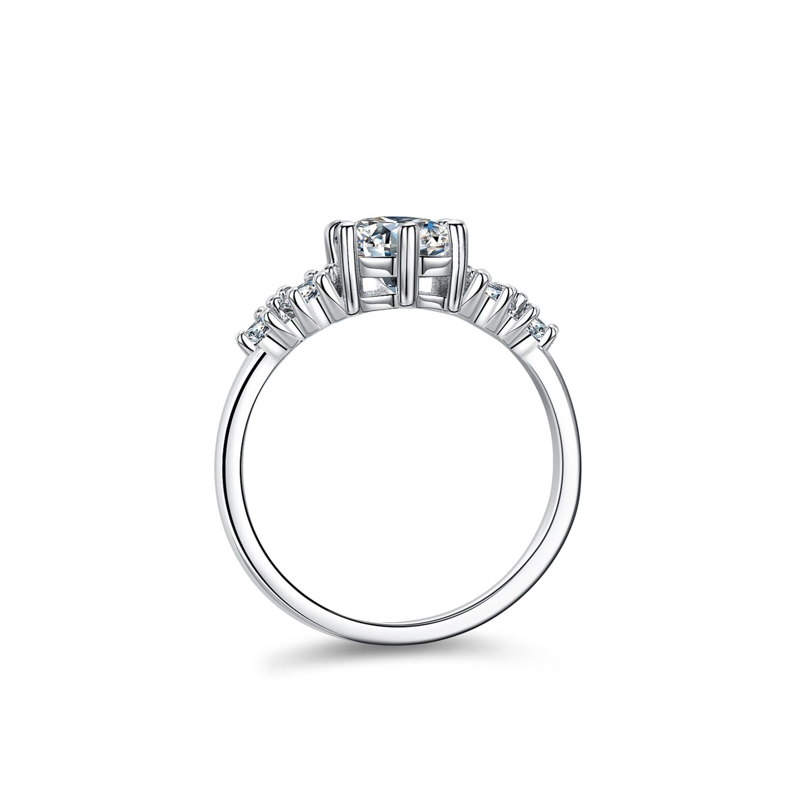 Anillo de oro blanco para mujer, anillos de compromiso, moissanite, 1 ct, anillo de boda solitario, elegante anillo de oro para mujer