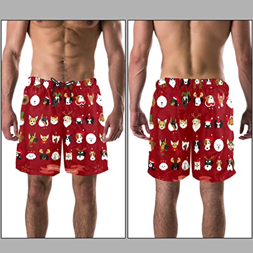 Short de plage à séchage rapide motif chiens de Noël pour éviter les irritations