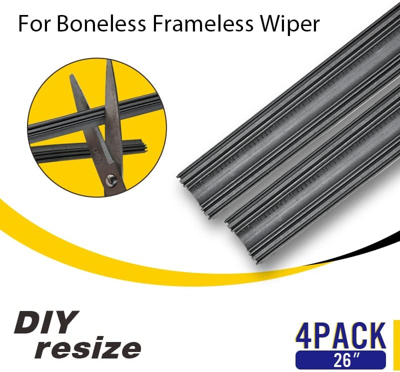 Miniatura 4 de Repuestos de limpiaparabrisas de 26 pulgadas (paquete de 4), repuestos de limpiaparabrisas de repuesto para automóvil, tamaño ajustable de 26