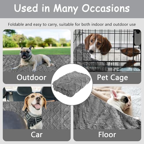 Neerow Hundedecke, 100x150 cm Katzendecke Sofa, Hunde Decke Waschbar, Fleece Haustier Decke Flauschig für Kleine und Mittelgroße Hunde, Katzen Kuscheldecke (Grau)