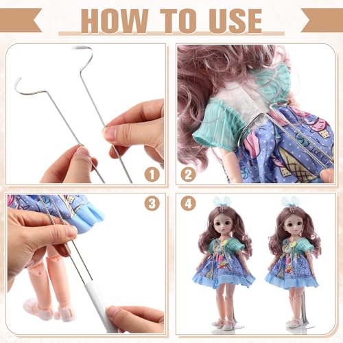 Image of Yaocom 6 Pcs Adjustable Doll Stands for 12 Inch to 18 Inch Dolls Display Stand with Expandable Waist Wire Action Figure Display(White)