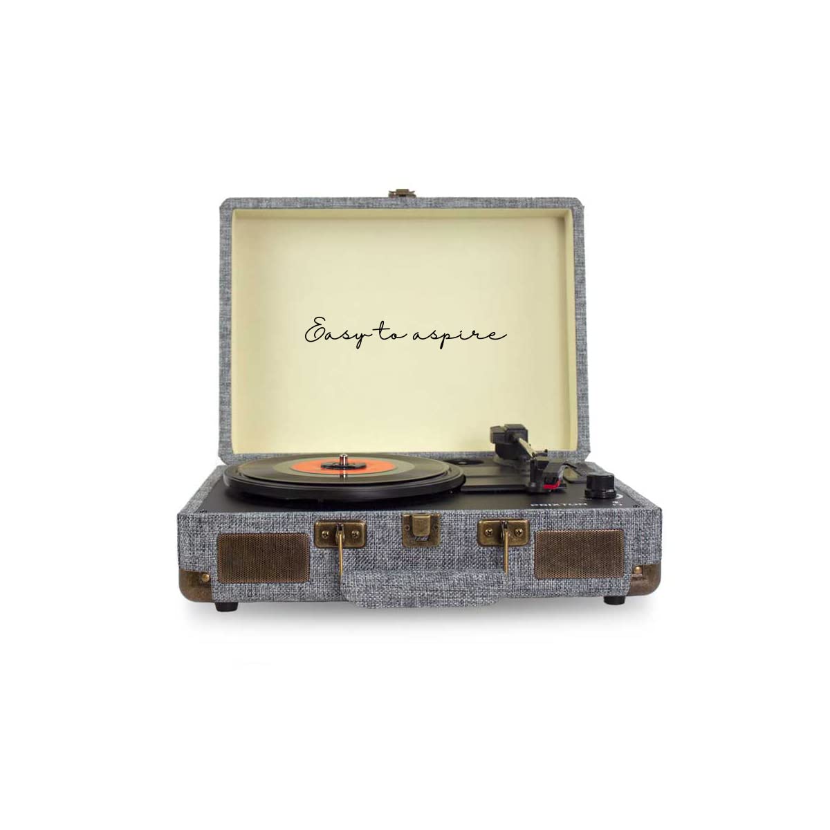 PRIXTON VC400 - Tocadiscos de Vinilo Vintage, Reproductor de Vinilo y Reproductor de Musica Mediante Bluetooth y USB, 2 Altavoces Incorporados, Diseño de Maleta (Reacondicionado) (Gris)