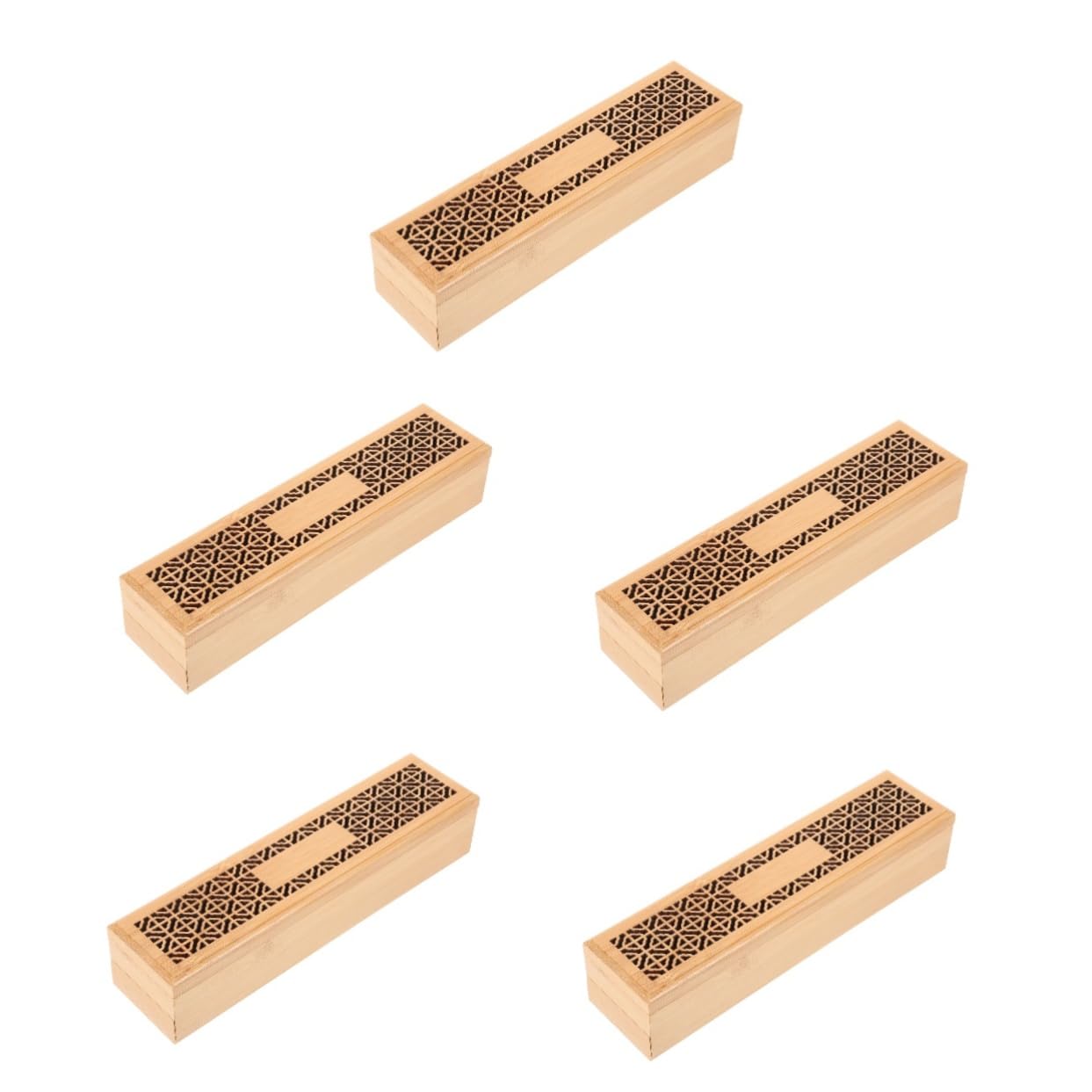 Amosfun 5 Stück Holz Räucherstäbchen Halter mit Doppelter Schicht Dekorative und Wiederverwendbare Aromatherapie Box für Garten Zuhause und Büro Handgefertigt mit Eleganter Hohlgestaltung